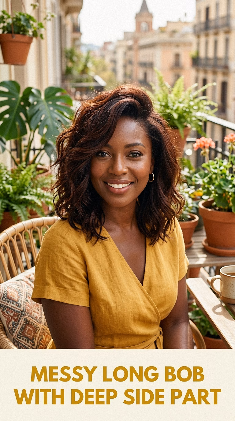 Messy Long Bob With Deep Side Part