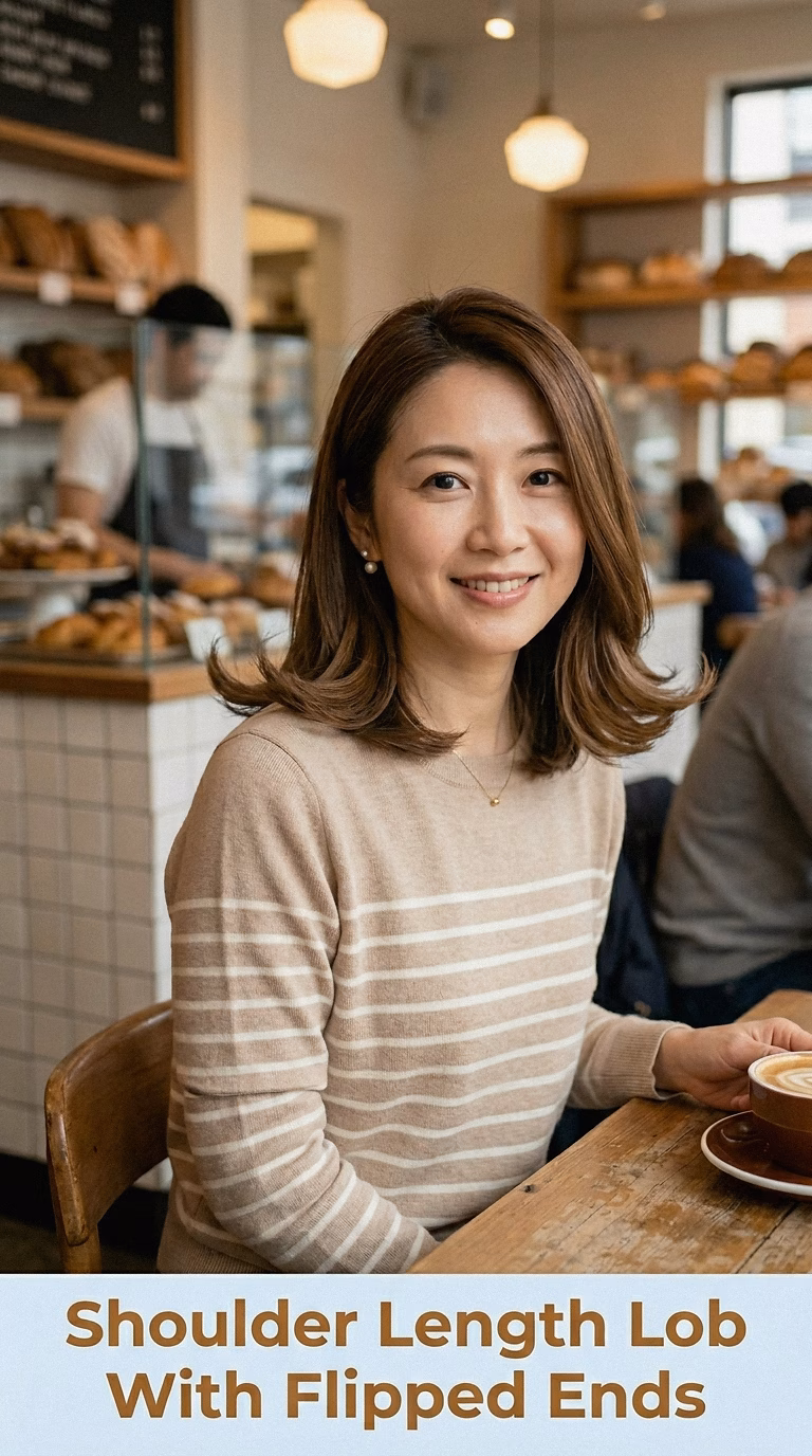 Shoulder Length Lob With Flipped Ends