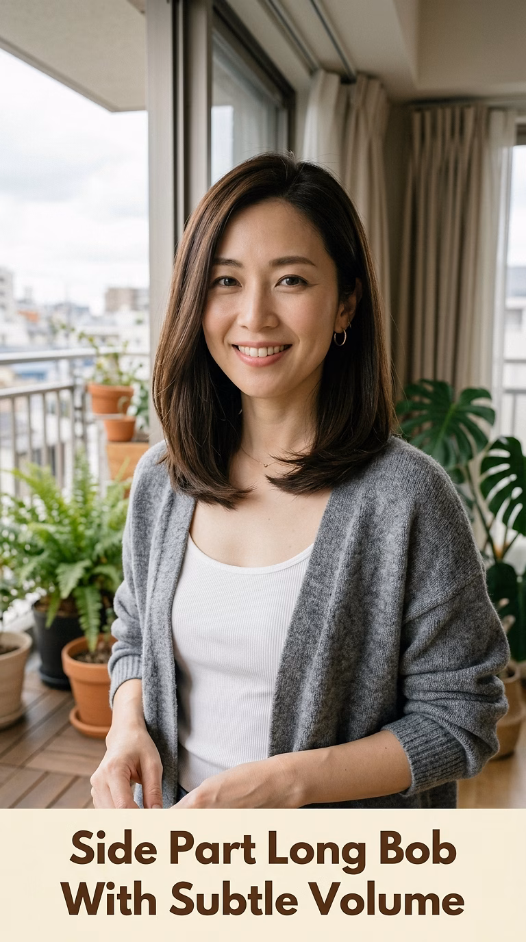 Side Part Long Bob With Subtle Volume