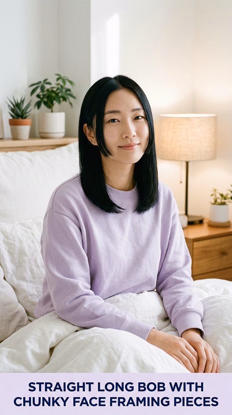 Straight Long Bob With Chunky Face Framing Pieces