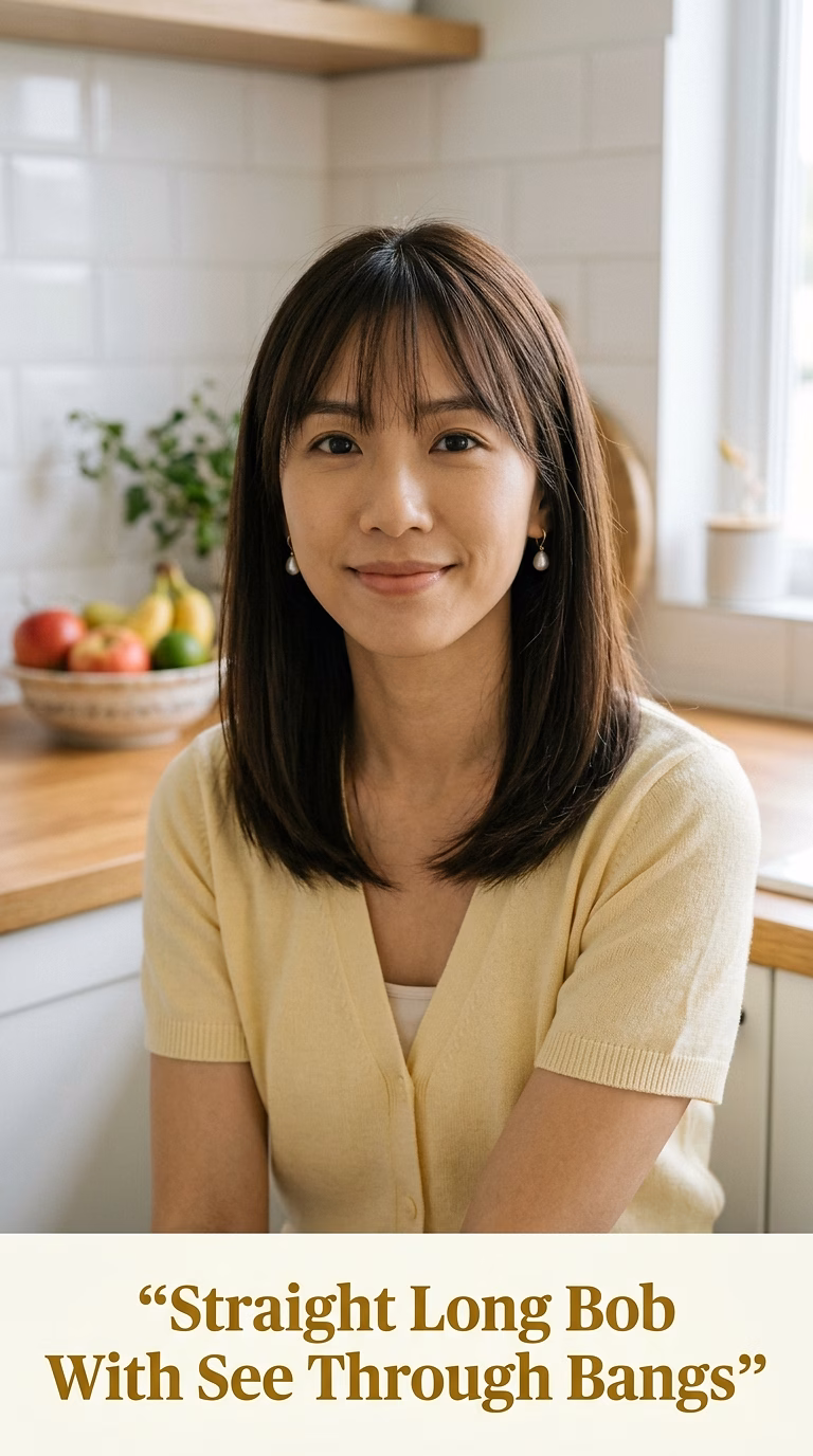 Straight Long Bob With See Through Bangs