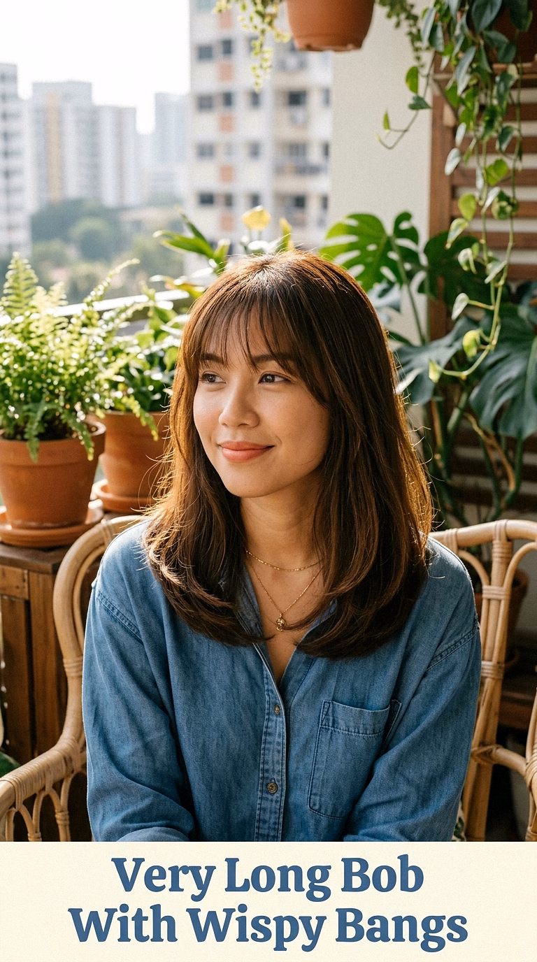 Very Long Bob With Wispy Bangs