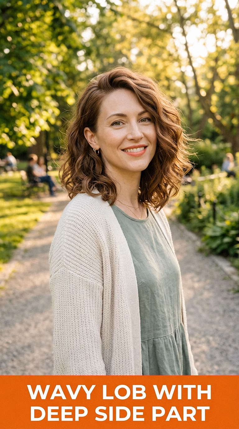 Wavy Lob With Deep Side Part