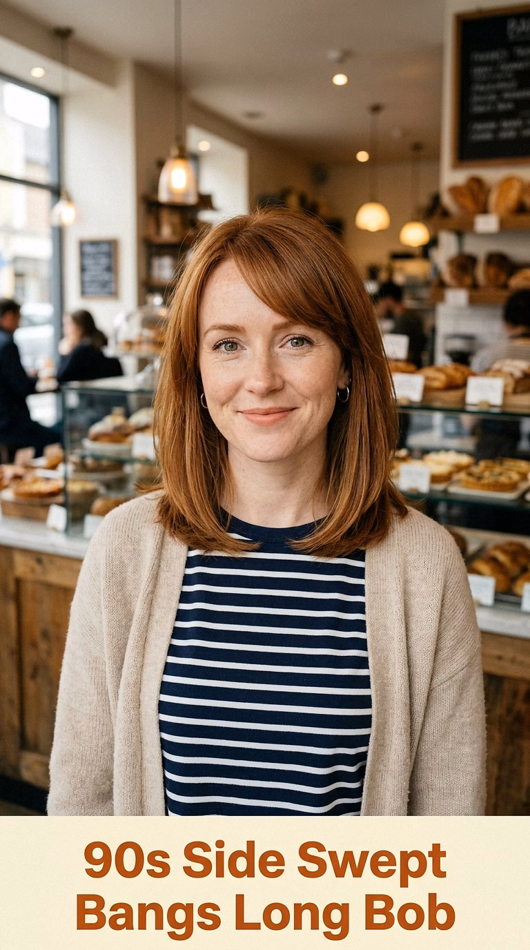 90s Side Swept Bangs Long Bob