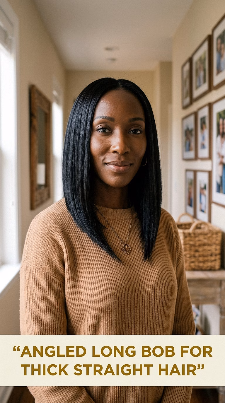 Angled Long Bob For Thick Straight Hair