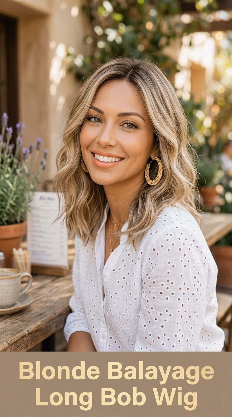 Blonde Balayage Long Bob Wig