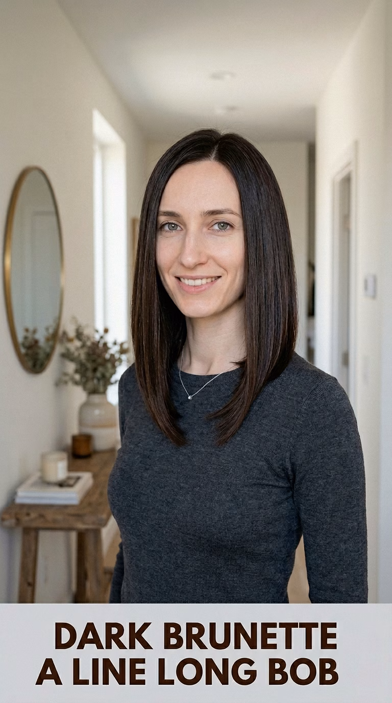 Dark Brunette A Line Long Bob