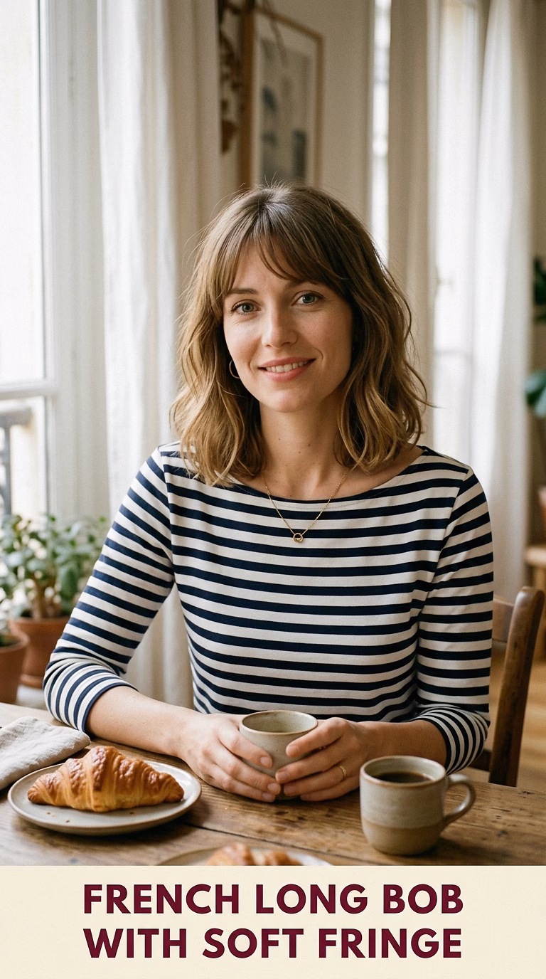 French Long Bob With Soft Fringe