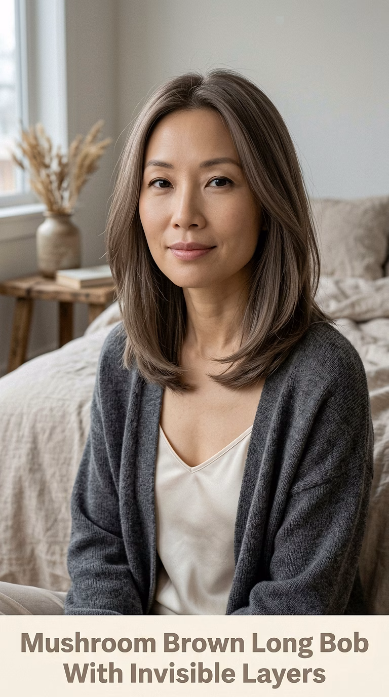 Mushroom Brown Long Bob With Invisible Layers