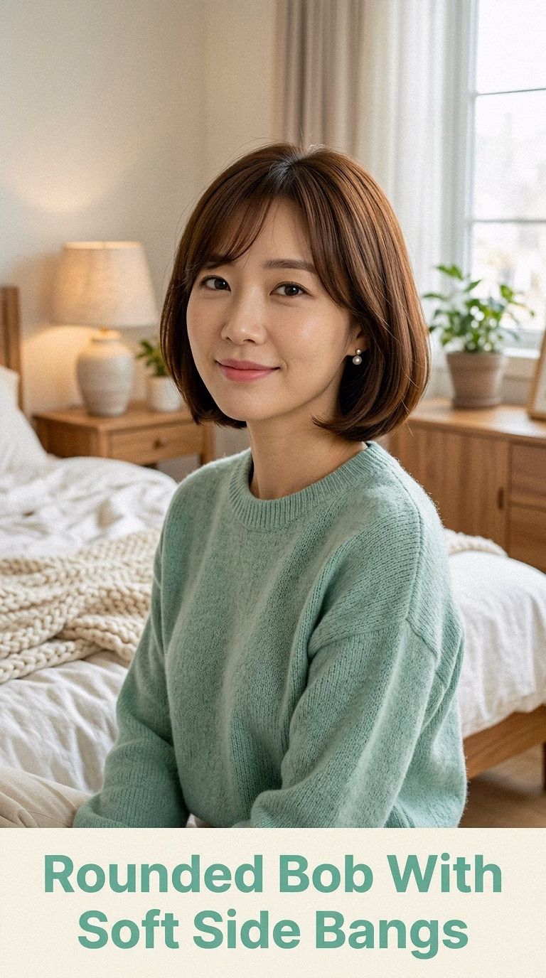 Rounded Bob With Soft Side Bangs