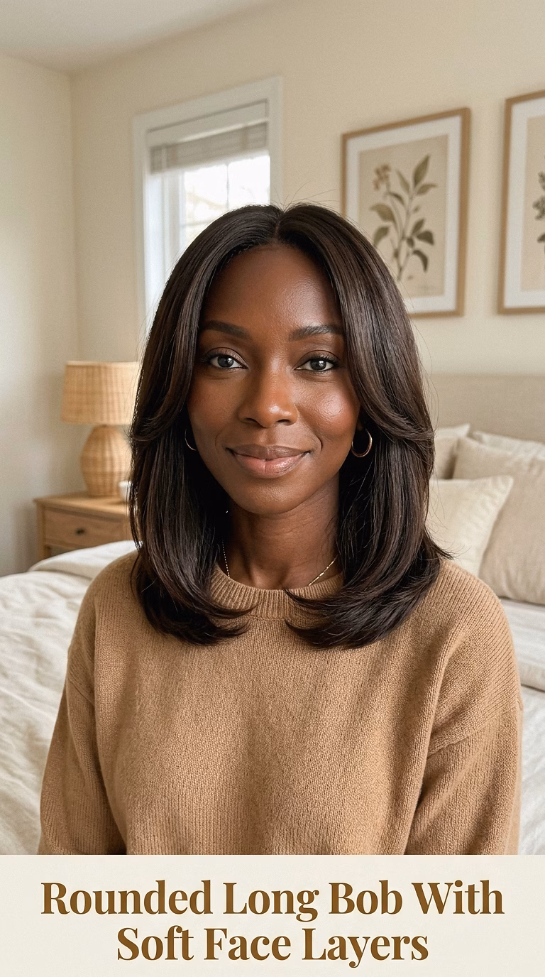 Rounded Long Bob With Soft Face Layers