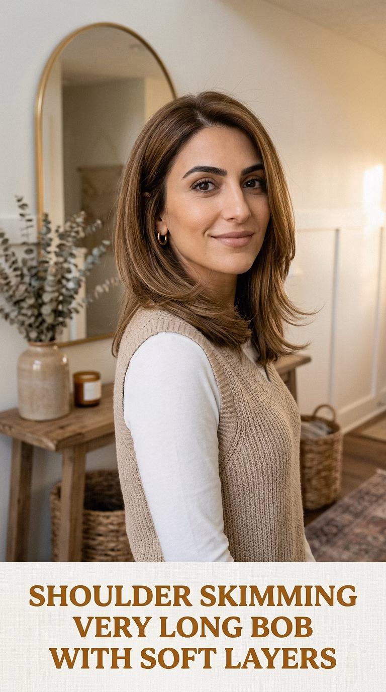 Shoulder Skimming Very Long Bob With Soft Layers
