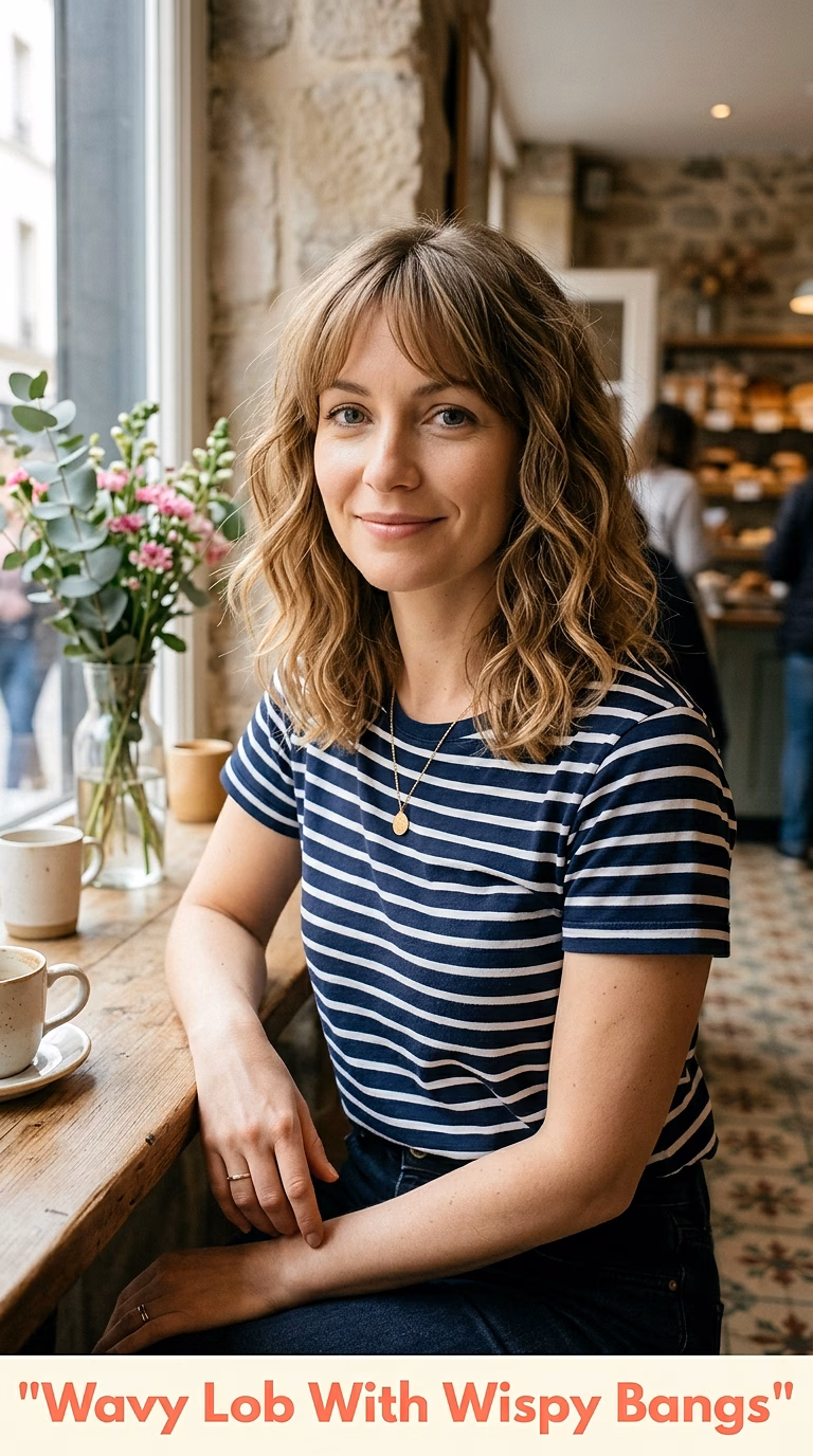 Wavy Lob With Wispy Bangs