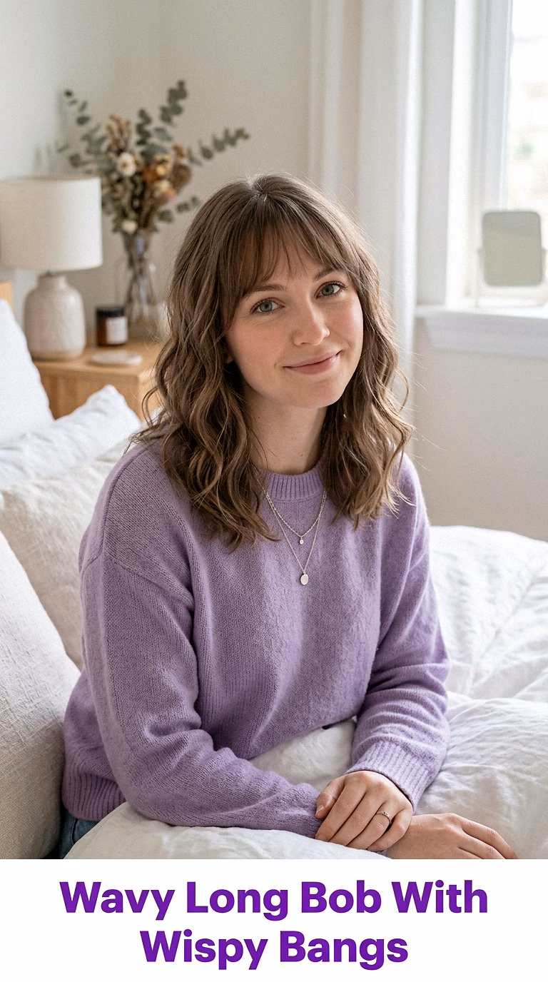 Wavy Long Bob With Wispy Bangs