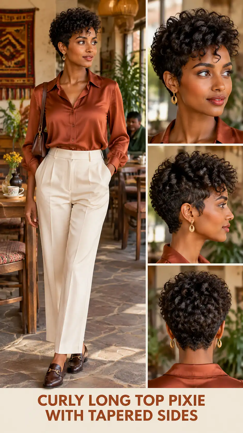 Curly Long Top Pixie With Tapered Sides