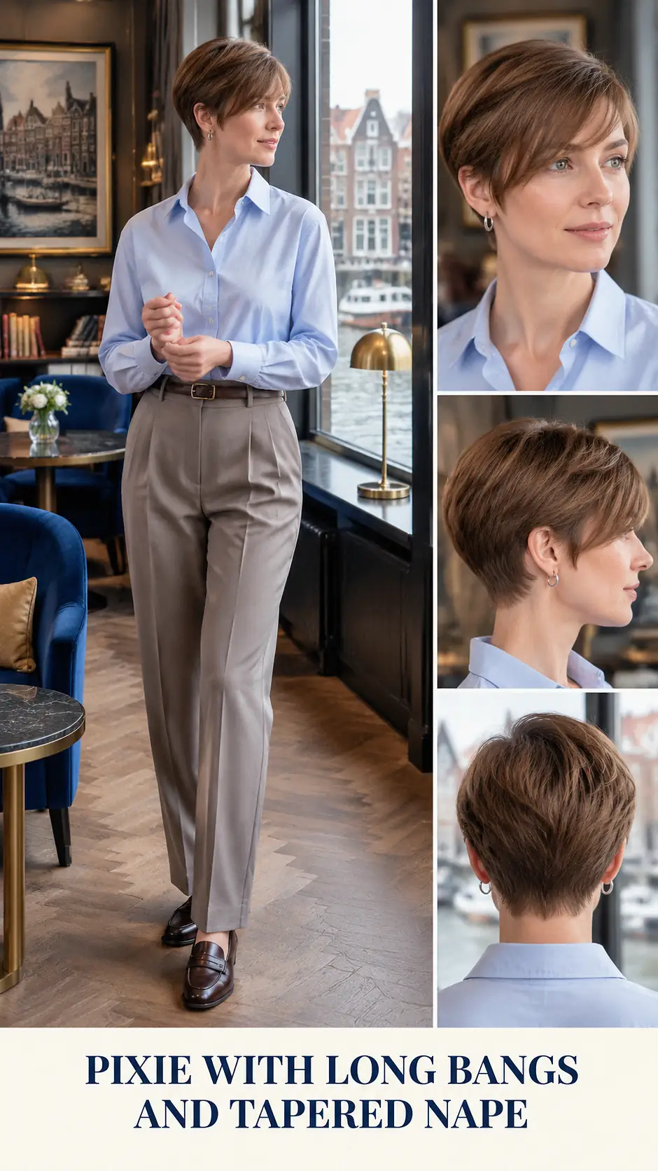 Pixie With Long Bangs And Tapered Nape