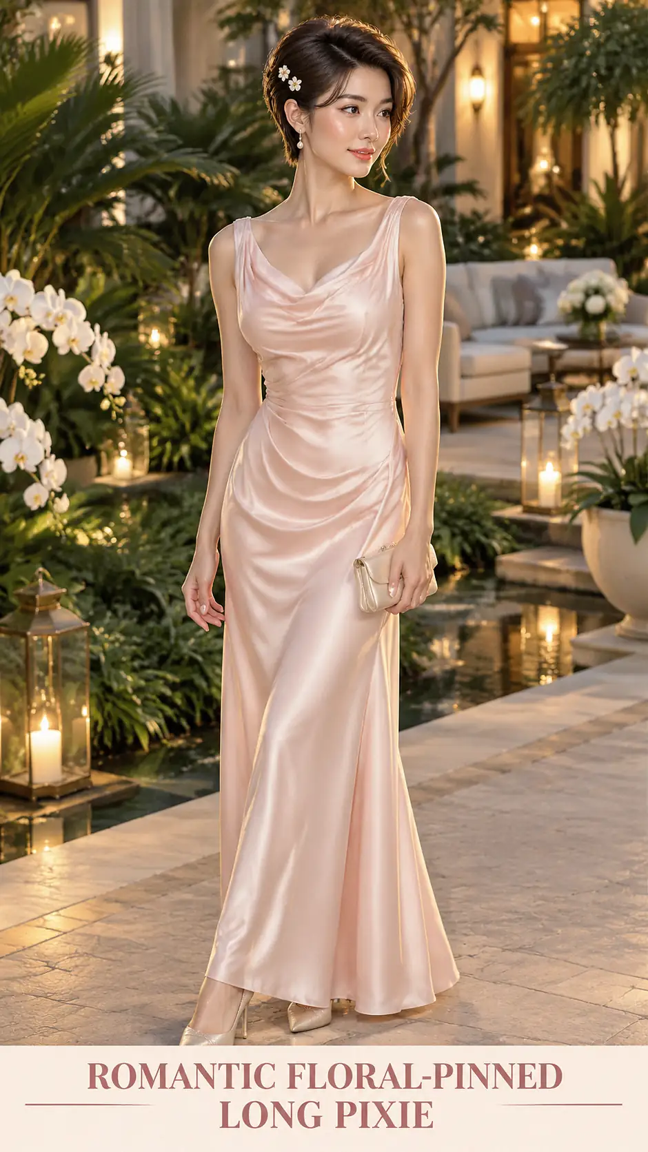 Romantic Floral-Pinned Long Pixie