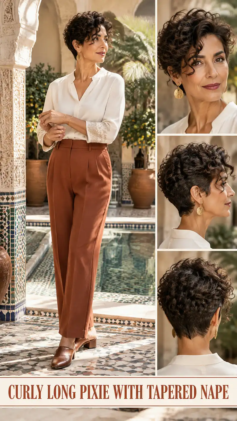 Curly Long Pixie With Tapered Nape