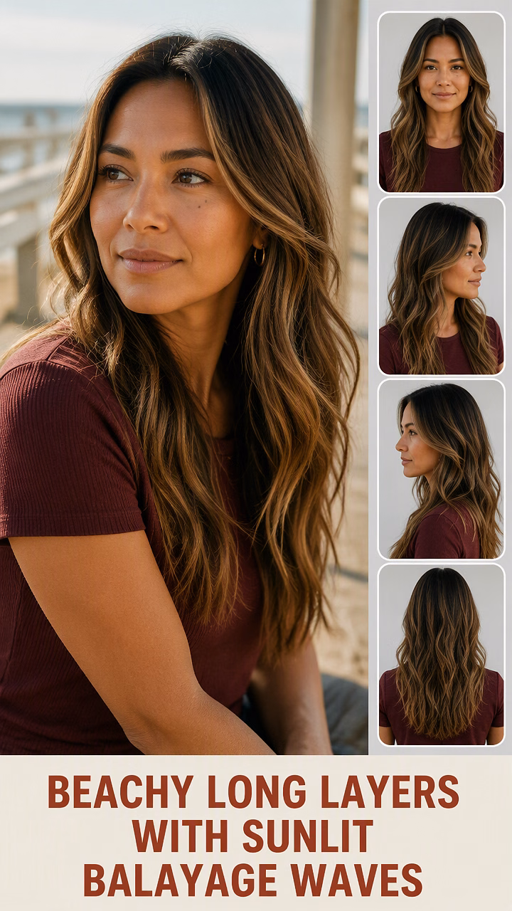Beachy Long Layers With Sunlit Balayage Waves