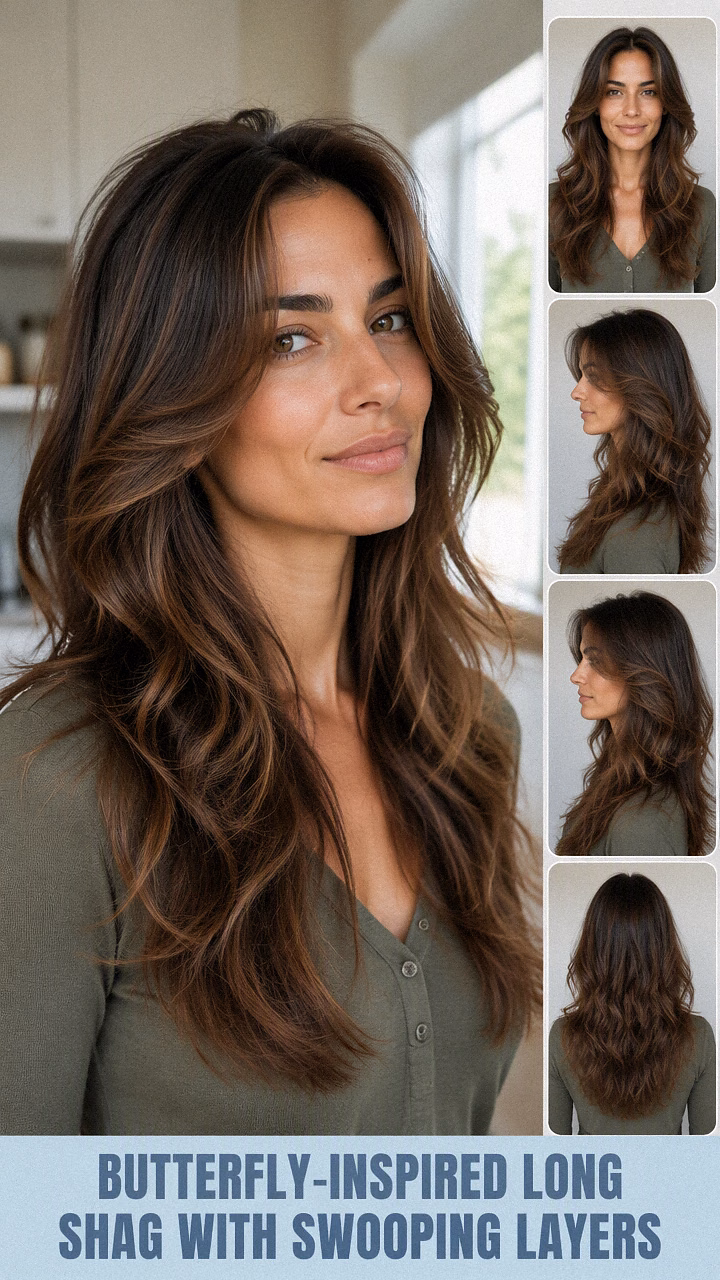 Butterfly-Inspired Long Shag With Swooping Layers