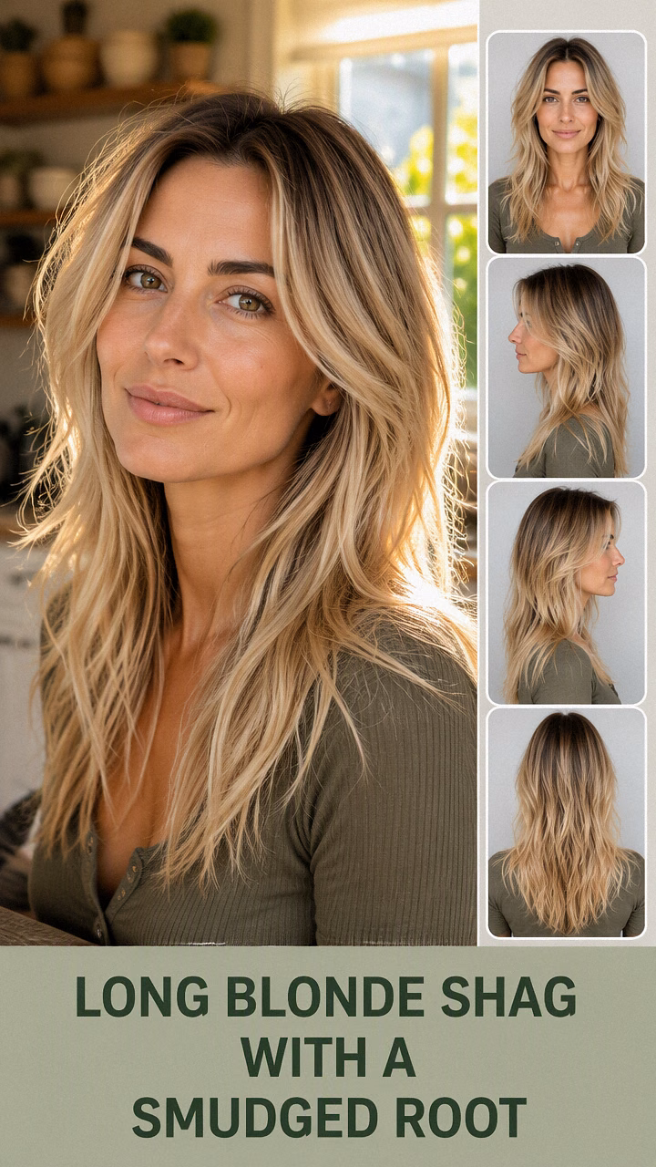 Long Blonde Shag With A Smudged Root