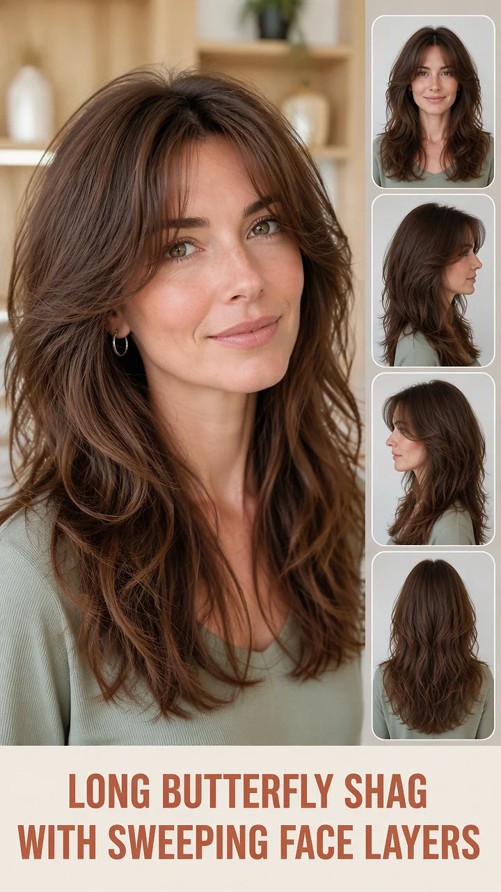 Long Butterfly Shag With Sweeping Face Layers