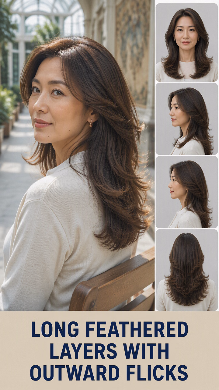 Long Feathered Layers With Outward Flicks