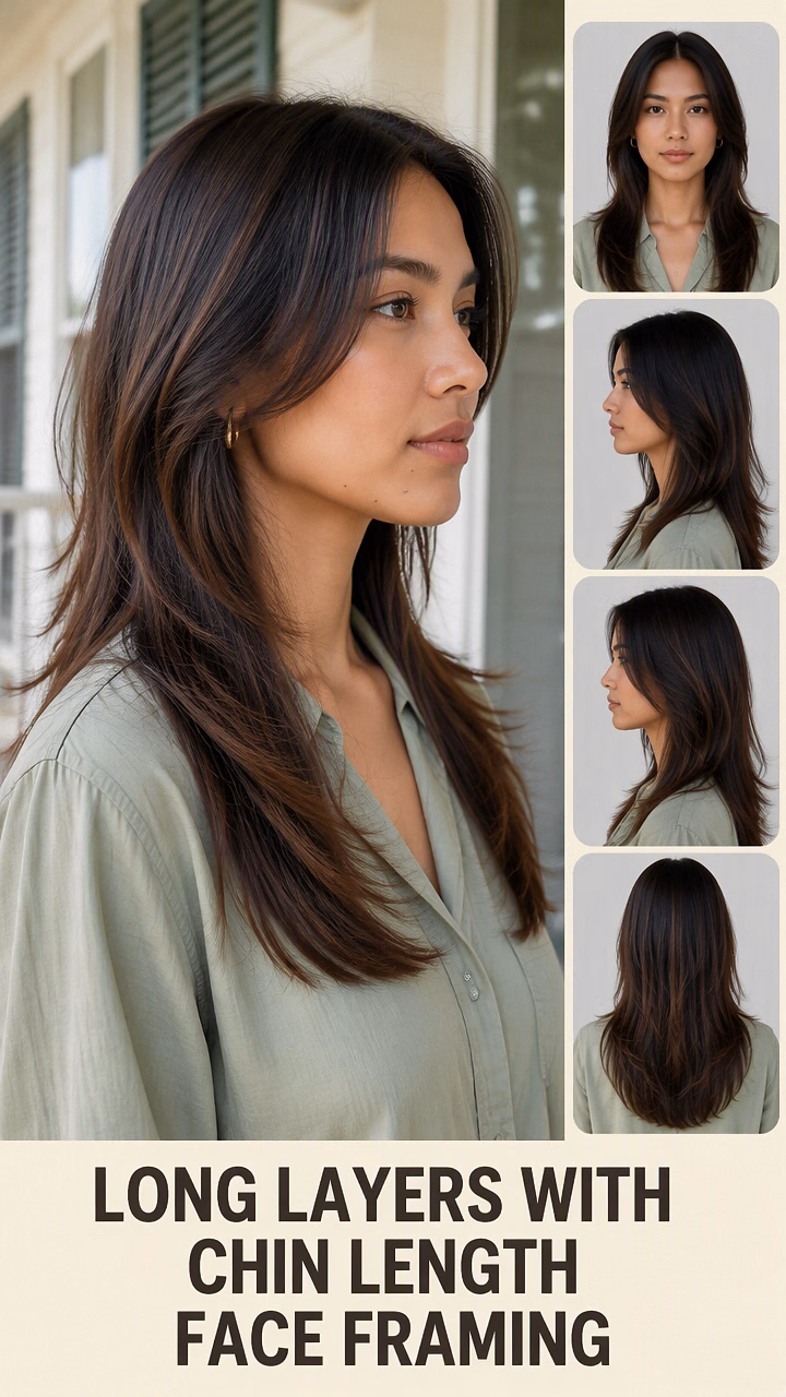 Long Layers With Chin Length Face Framing