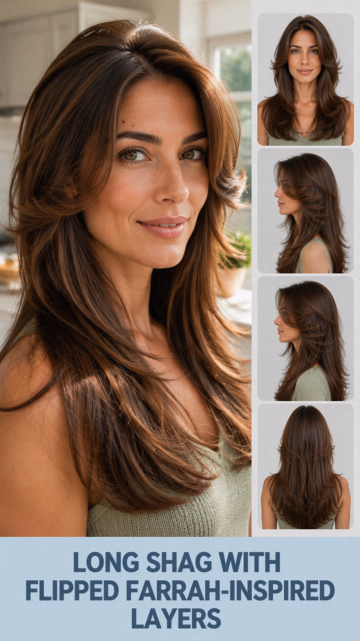 Long Shag With Flipped Farrah-Inspired Layers