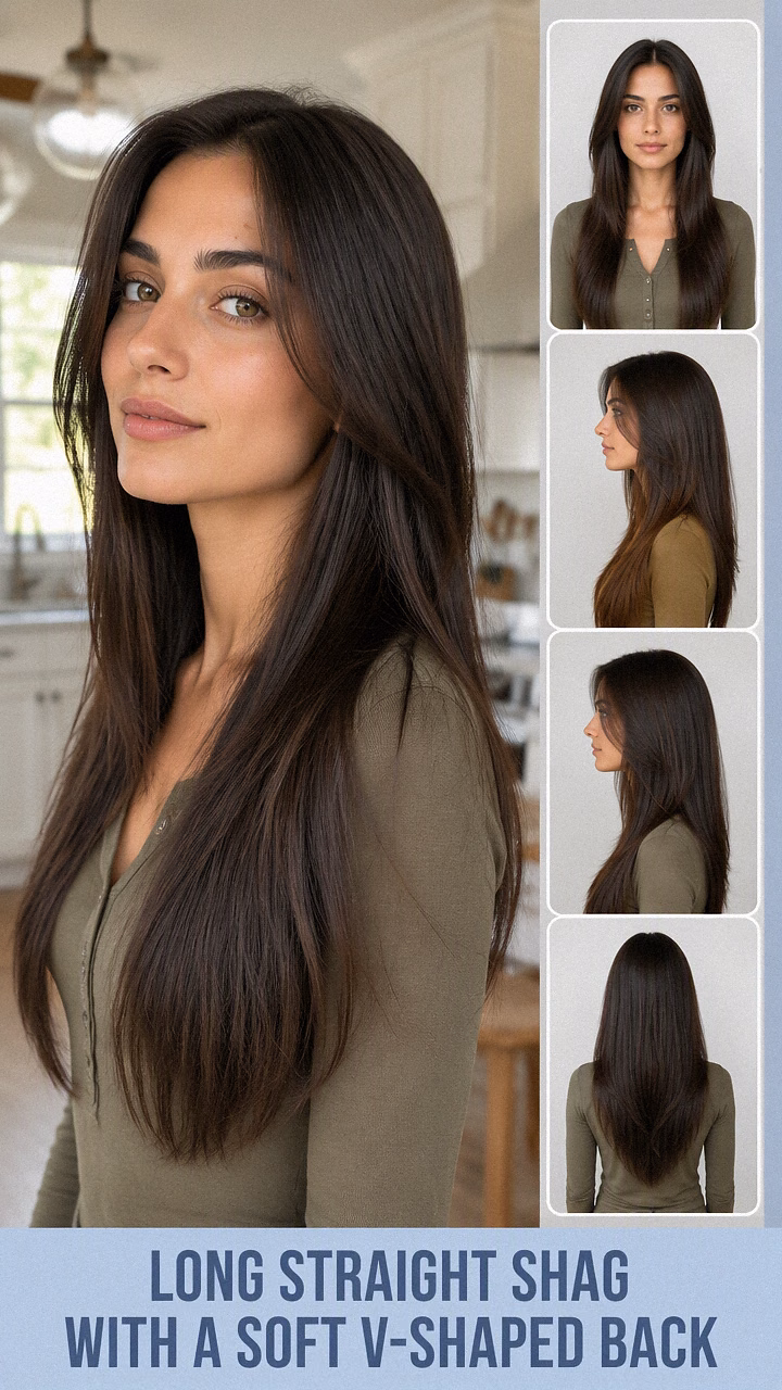 Long Straight Shag With A Soft V-Shaped Back