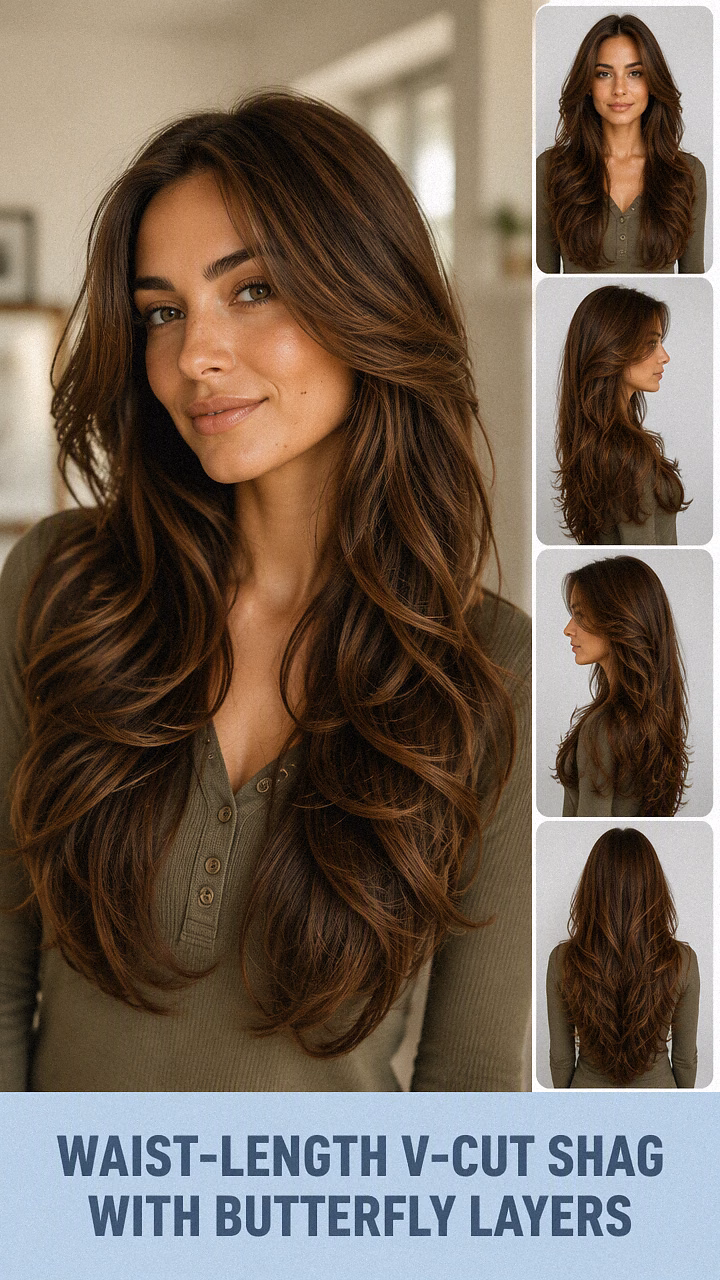 Waist-Length V-Cut Shag With Butterfly Layers