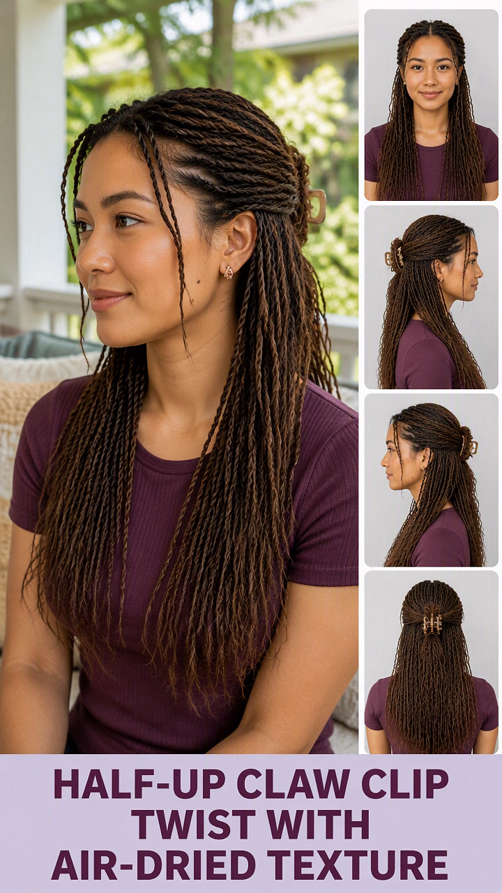 Half-Up Claw Clip Twist With Air-Dried Texture