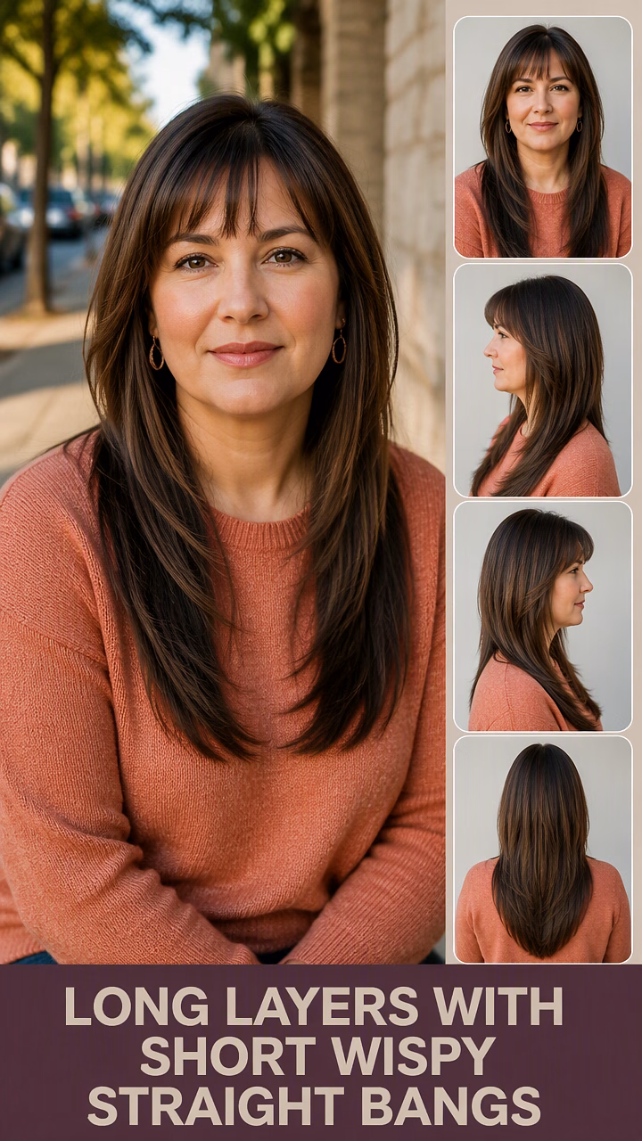 Long Layers With Short Wispy Straight Bangs