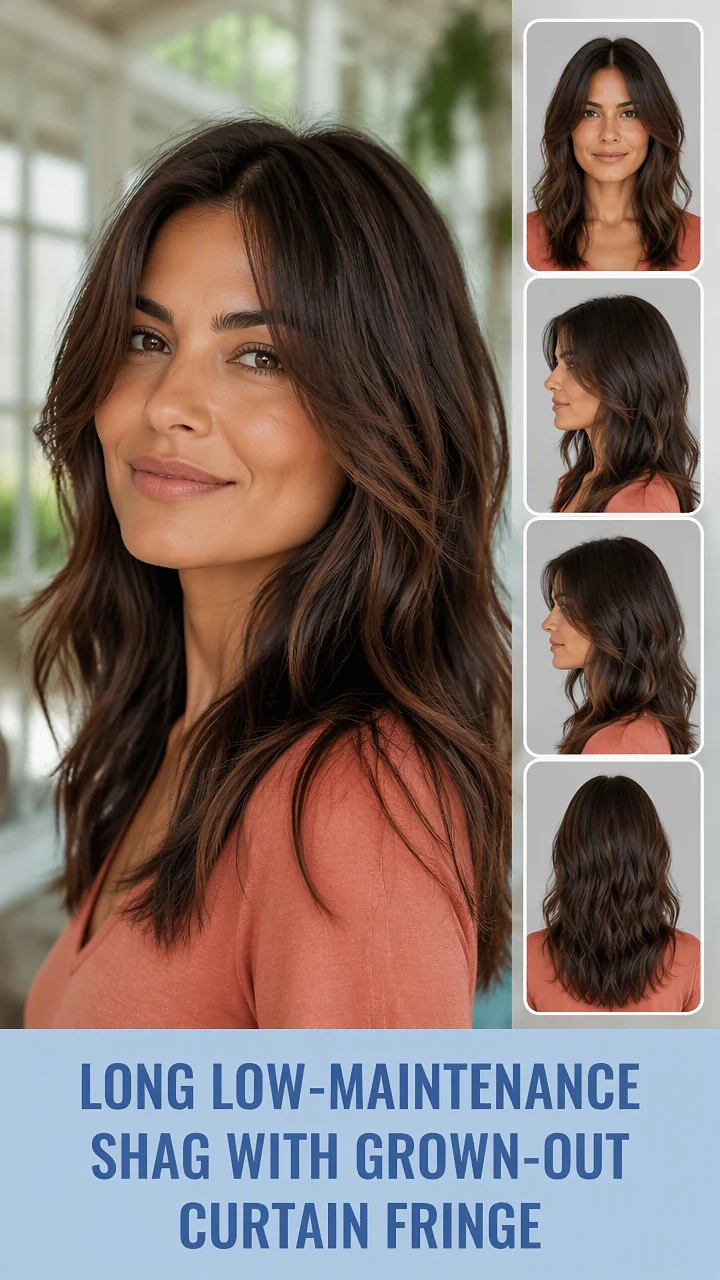 Long Low-Maintenance Shag With Grown-Out Curtain Fringe
