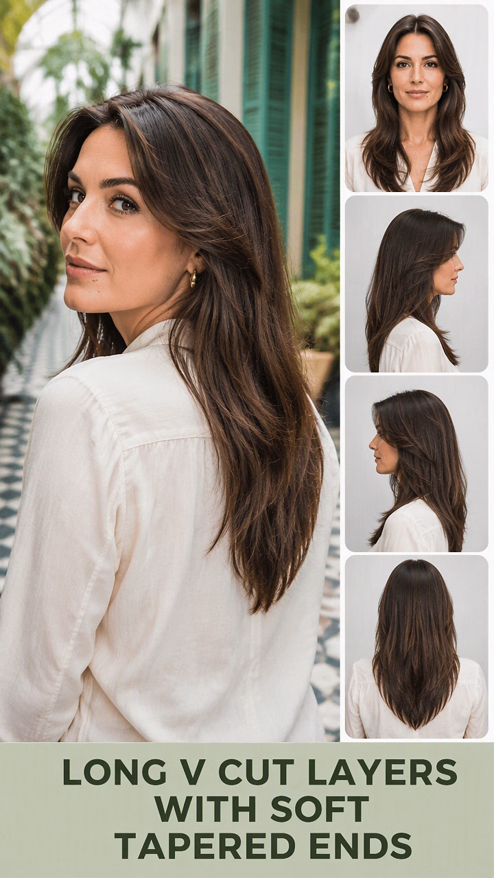 Long V Cut Layers With Soft Tapered Ends