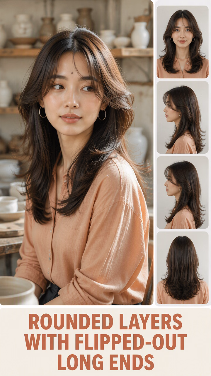 Rounded Layers With Flipped-Out Long Ends