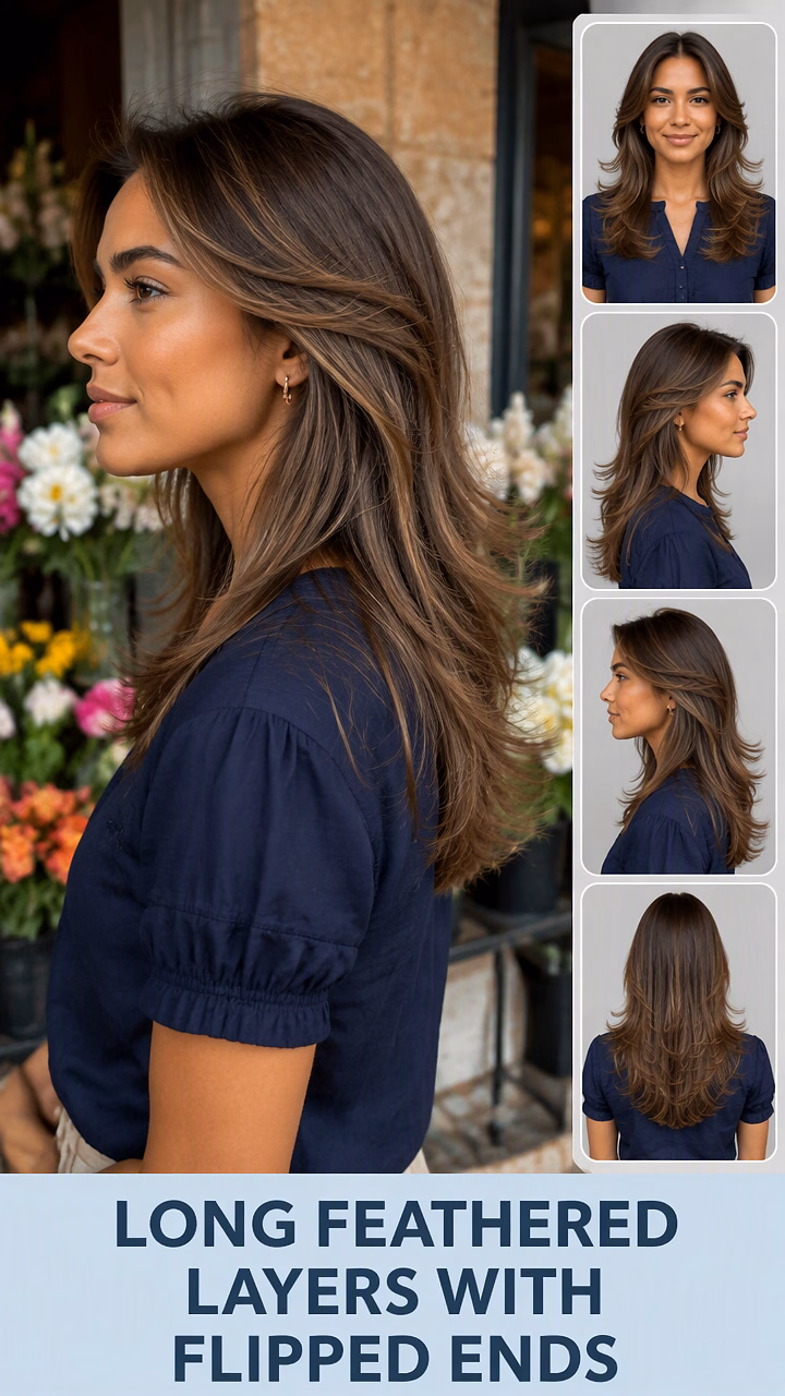 Long Feathered Layers With Flipped Ends