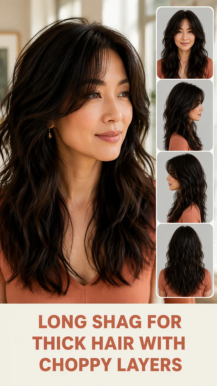 Long Shag For Thick Hair With Choppy Layers