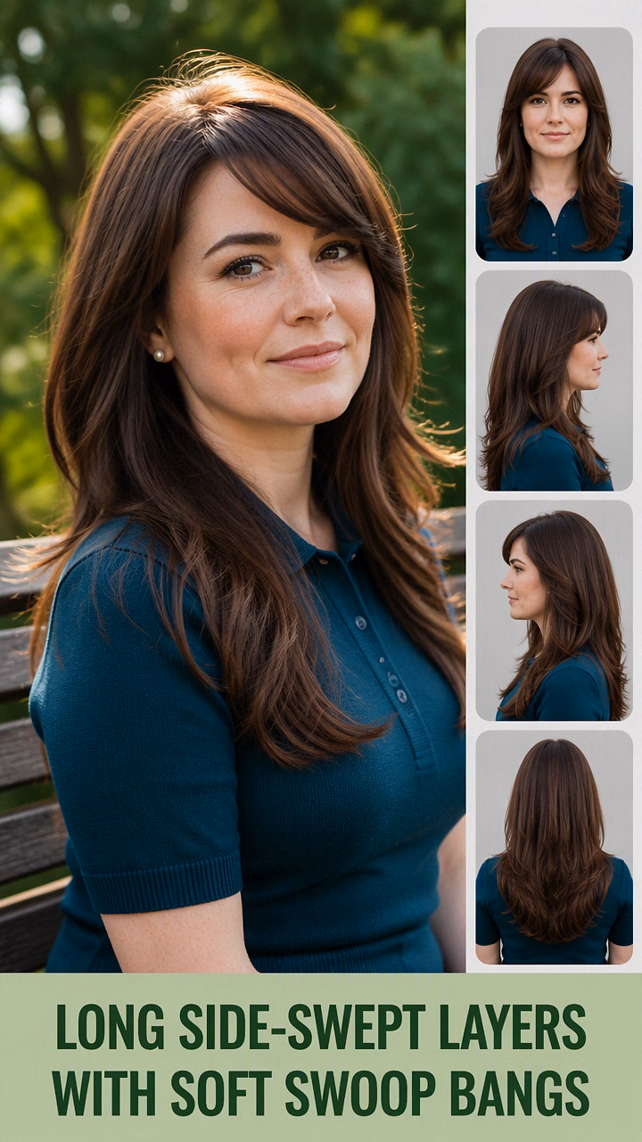 Long Side-Swept Layers With Soft Swoop Bangs