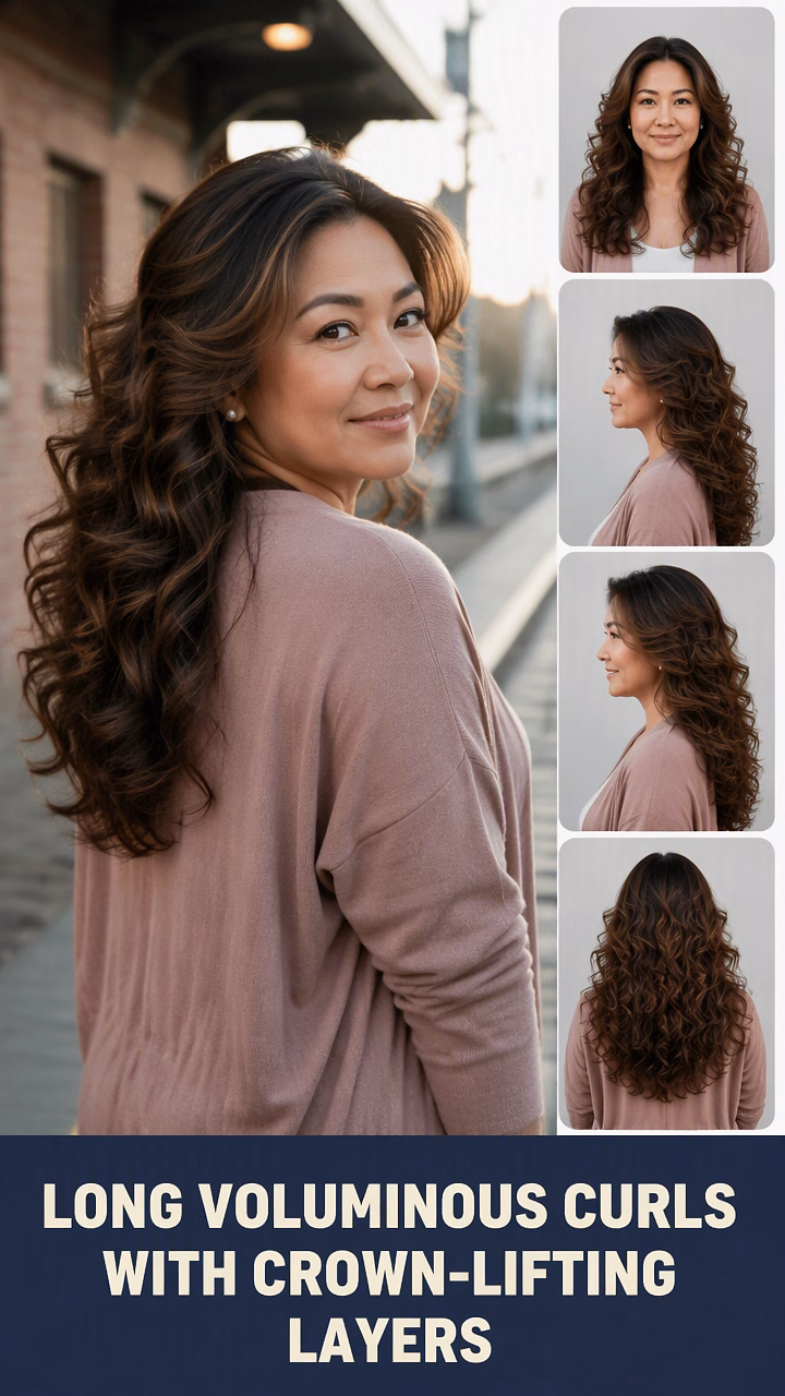 Long Voluminous Curls With Crown-Lifting Layers
