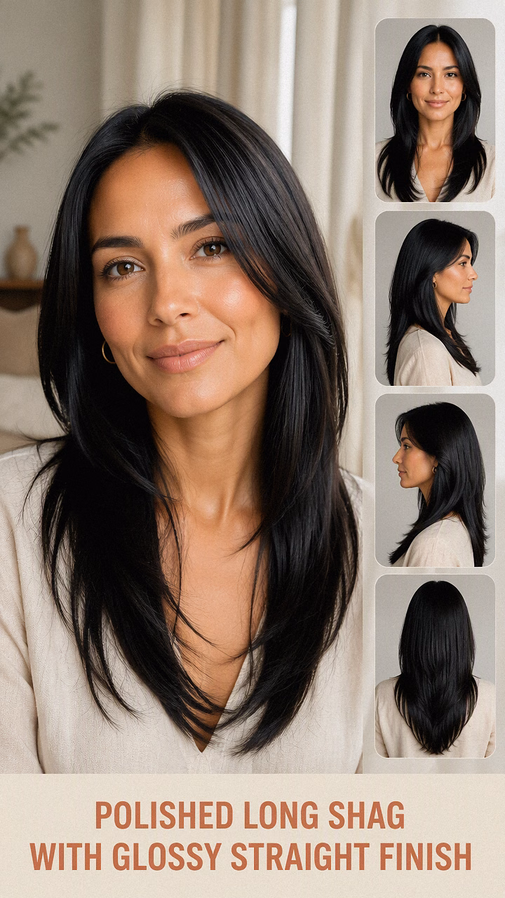 Polished Long Shag With Glossy Straight Finish