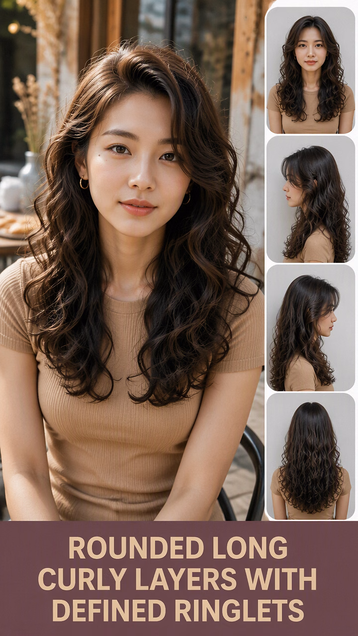 Rounded Long Curly Layers With Defined Ringlets
