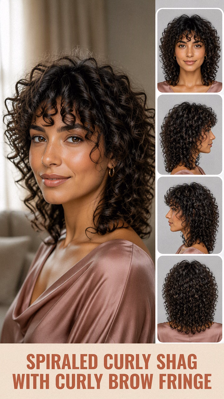 Spiraled Curly Shag With Curly Brow Fringe