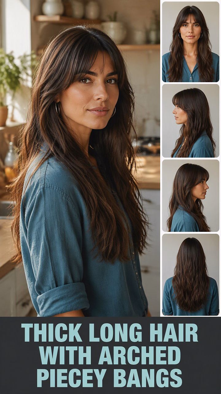 Thick Long Hair With Arched Piecey Bangs