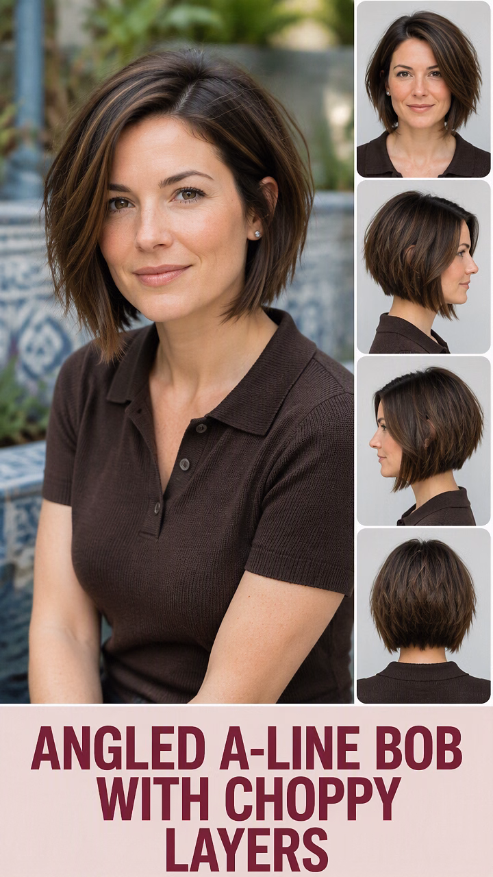 Angled A-Line Bob With Choppy Layers