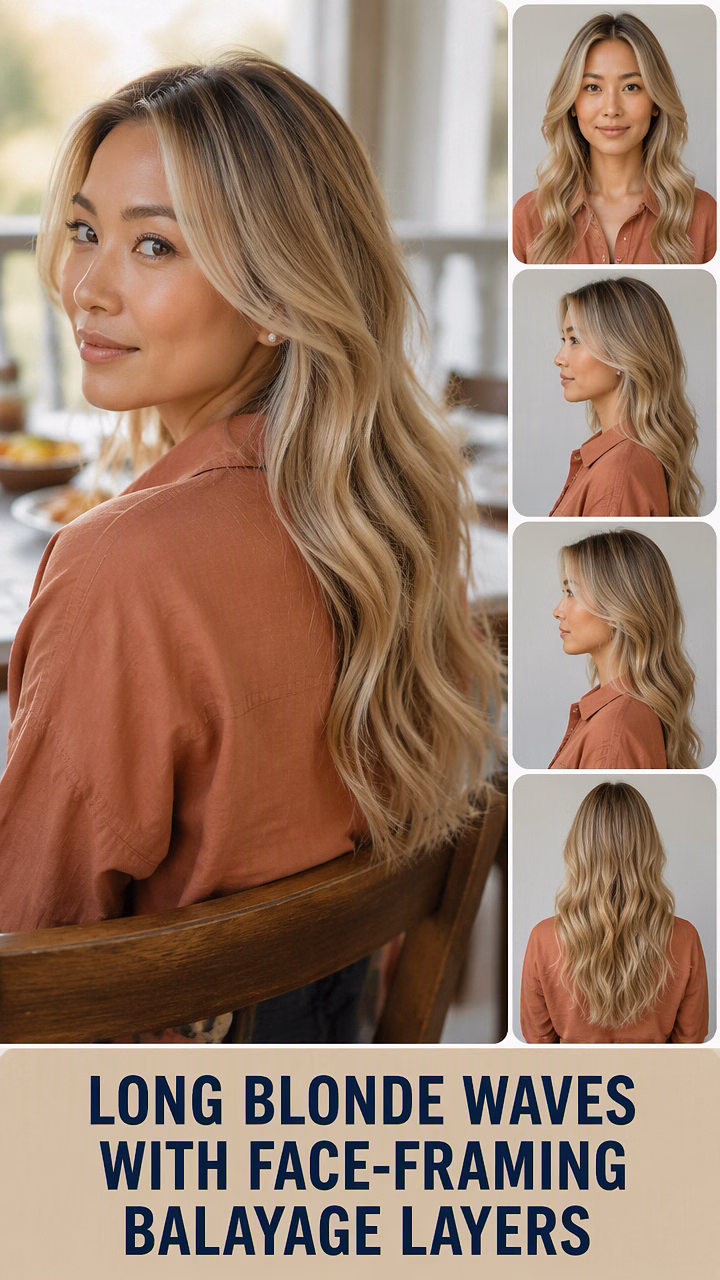 Long Blonde Waves With Face-Framing Balayage Layers