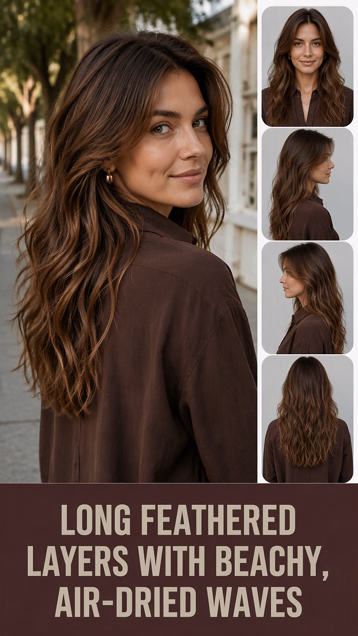 Long Feathered Layers With Beachy, Air-Dried Waves