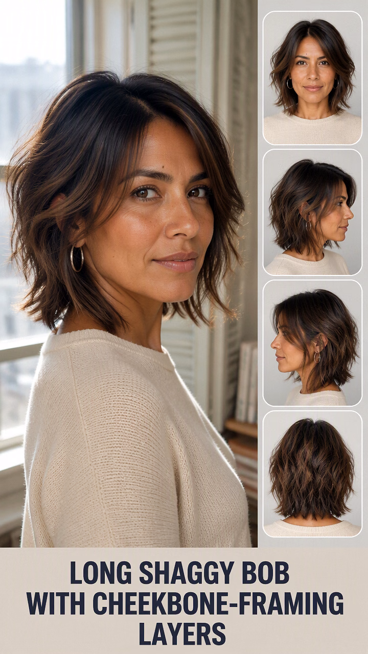 Long Shaggy Bob With Cheekbone-Framing Layers