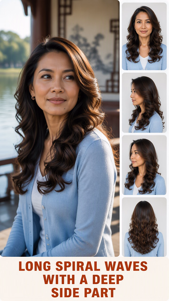 Long Spiral Waves With A Deep Side Part