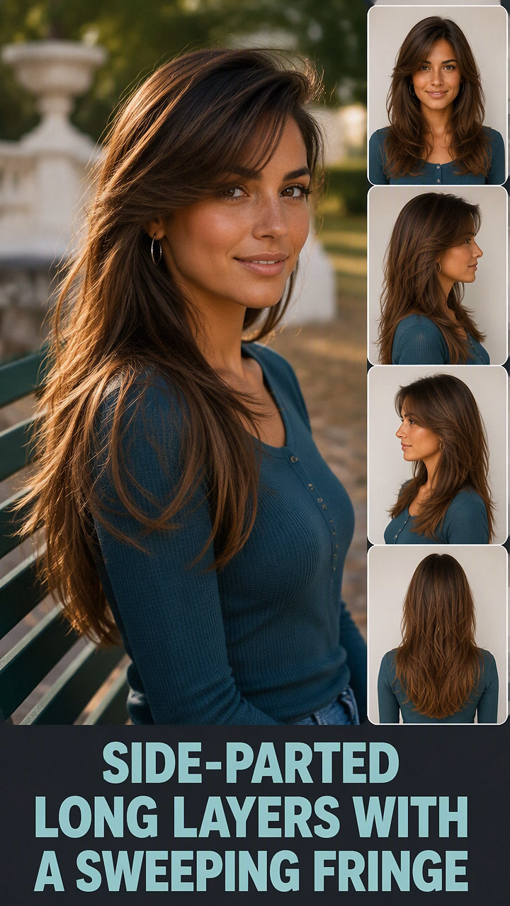 Side-Parted Long Layers With A Sweeping Fringe